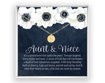 Aunt Niece Necklace, Aunt Niece Gift, Aunt Niece Jewelry, Aunt Niece Quotes, Birthday Gift, Christmas Gift, 14kt Gold Filled, Rose, Silver
