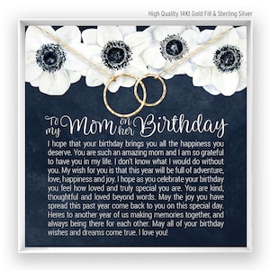 Cadeau d'anniversaire de maman, bijoux d'anniversaire de maman, collier ou bracelet de maman, joyeux anniversaire de maman, citation de carte de message, en or 14 carats, rose, argent