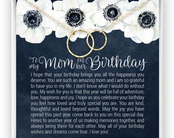Mom Birthday Gift, Mom Birthday Jewelry, Mom Necklace or Bracelet, Happy Birthday Mom, Message Card Quote, 14kt Gold Filled, Rose, Silver NF