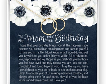 Mom Birthday Gift, Mom Birthday Jewelry, Mom Necklace or Bracelet, Happy Birthday Mom, Message Card Quote, in 14kt Gold Filled, Rose, Silver