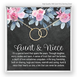 Collier tante nièce, cadeau tante nièce, bijoux tante nièce, citations tante nièce, cadeau d'anniversaire, cadeau de Noël, or 14 carats, rose, argent