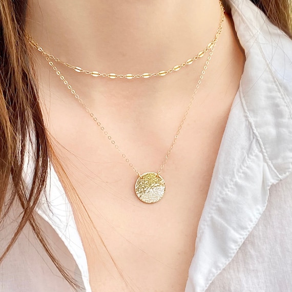 Round disk necklace sale