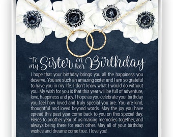 Sister Birthday Gift, Sister Birthday Jewelry, Sister Necklace Gift, Thoughtful Gift, Message Card Quote, 14kt Gold Fill, Rose, Silver NF SB