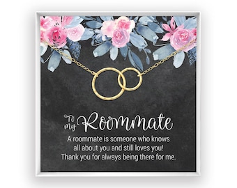 Roommate Gift, College Roommate, Roommate Necklace, Roommate Jewelry, Birthday Gift, Roomie Gift, in 14kt Gold Filled, Rose, Silver BF