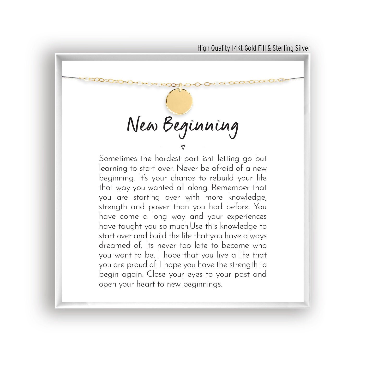 New Beginnings Gift for Her, Divorced Gift, New Job, Break up Gift Necklace, Moving Gift, Life Change, in 14K Gold Filled, Rose, Silver W