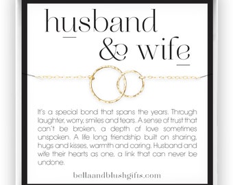 Husband and Wife Necklace, Wife Gift, Anniversary Gift, Mother's Day Gift from Husband, Wife Birthday Gift, in 14kt Gold Filled, Rose Silver