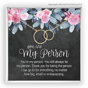 You Are My Person Gift, Best Friend Gift, You&#39;re My Person Necklace, Greys Anatomy Quote, Bestie Gift, BFF Gift, Gold Fill, Rose Silver BF