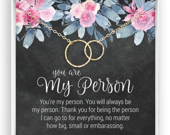 You Are My Person Gift, Best Friend Gift, You're My Person Necklace, Greys Anatomy Quote, Bestie Gift, BFF Gift, 14kt Gold Fill, Rose Silver