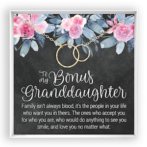 Collier cadeau petite-fille en prime, cadeau petite-fille en prime, cadeau petit-enfant beau-fils, famille recomposée, en or 14 kt, argent sterling or rose
