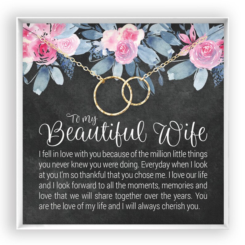 Wife Gift for Wife Birthday Gift for Wife From Husband, Sentimental Gift for Her, Birthday Gift for Her, 14kt Gold Filled, Rose or Silver image 1