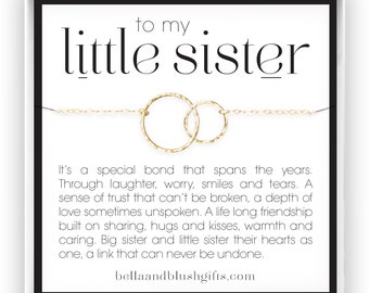 Cadeau petite soeur, collier petite soeur, cadeaux pour soeur, anniversaire petite soeur, cadeau bijoux, or 14 carats, or rose, argent sterling