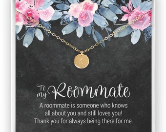 Personalized Roommate Gift, College Roommate, Roommate Necklace, Roommate Jewelry, Birthday Gift, Roomies Gift, 14kt Gold Filled Silver Rose