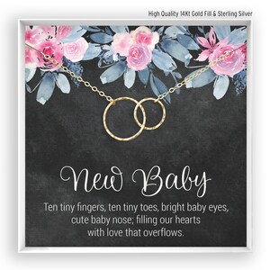 Baby Shower Gift for Mom, Mother and Child Necklace, Baby Necklace for Mother, Mama Push Present, in 14kt Gold Filled, Rose, Sterling silver