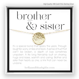 Collier frère et sœur, cadeau de fratrie, cadeau pour sœur, cadeau de fête des mères de frère, cadeau d’anniversaire, en argent rose rempli d’or 14kt