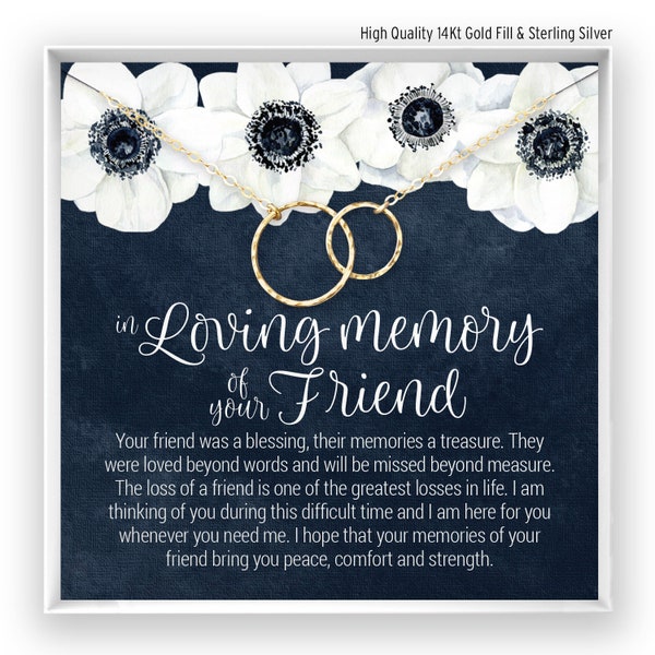 Loss of Friend Gift, Grief Gift, Sympathy Gift, Friend Remembrance Necklace, Friend Memorial Gift, Bereavement Keepsake, Sorry for Your Loss