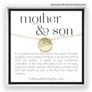 Collier Mère Fils, Cadeau à Maman de Son, Cadeau Mère & Fils, Bijoux Mom Son, Citation Mère Fils, Cadeau d’anniversaire, Argent Rose rempli d’or 14kt
