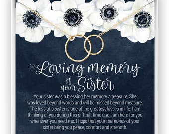 Loss of Sister Necklace, Remembrance Gift, Sister Memorial Necklace, Sister Passing Jewelry, Bereavement Gift, Grief Gift, Memory Jewelry