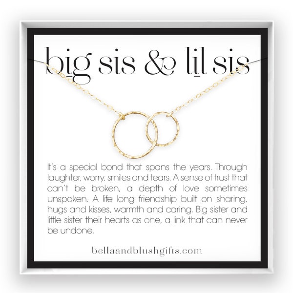Big Sister & Little Sister Necklace, Sister Gift for Sister, Big Sis Lil Sis Gift, Matching Sister Necklaces, 14kt Gold Filled, Rose Silver