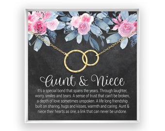 Aunt Niece Necklace, Aunt Niece Gift, Aunt Niece Jewelry, Aunt Niece Quotes, Birthday Gift, Christmas Gift, 14kt Gold Fill, Rose, Silver BF