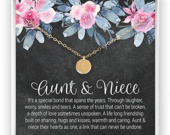 Aunt Niece Necklace, Aunt Niece Gift, Aunt Niece Jewelry, Aunt Niece Quotes, Birthday Gift, Christmas Gift, 14kt Gold Filled, Rose, Silver