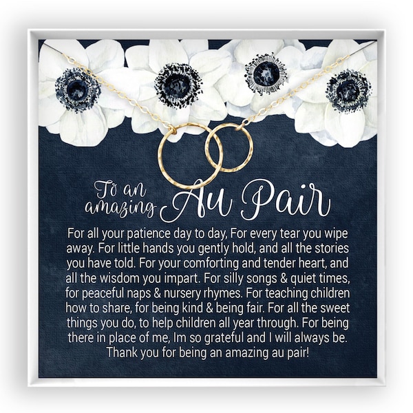 Au Pair Gift, Thank You Gift for Au Pair, Child Care Gift, Au Pair Appreciation, Au Pair Jewelry, in 14kt Gold Filled, Rose, Silver