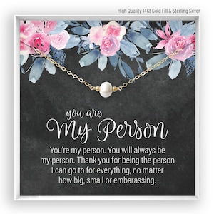 You Are My Person Necklace, Best Friend Gift, You&#39;re My Person Gift, Greys Anatomy Quote, Bestie Gift, BFF Gift, 14kt Gold Fill, Rose Silver