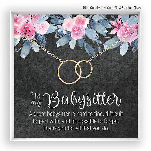 Babysitter Gift for Babysitter Necklace Thank you gift for Babysitter Jewelry for Baby Sitter, in 14kt Gold Filled, Rose Gold, Silver