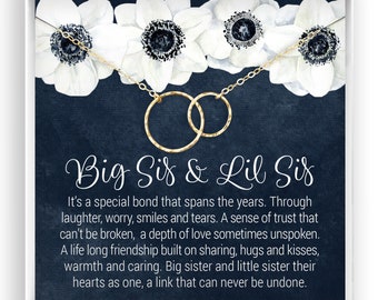 Big Sister & Little Sister Necklace, Sister Jewelry, Big Sis Lil Sis Gift, Matching Sister Necklaces, 14kt Gold Filled, Rose Gold, Silver NF