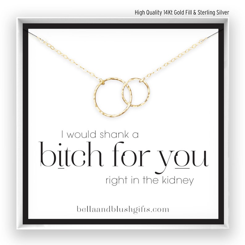 Funny Gift for Friend, Sister, Best Friend, Woman Necklace, I’d Shank a Bitch for You, Funny Birthday Gift, 14kt Gold Filled, Rose, Silver 