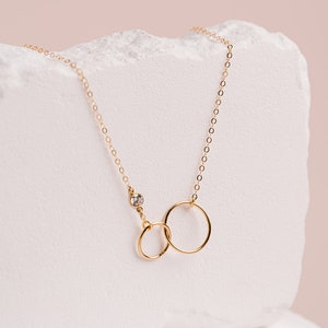 Entwined Circles Necklace, Dainty Linked Infinity Rings, Interlocking Eternity Circles, Sister Gift, in 14kt Gold Filled ,Rose Gold, Silver image 9