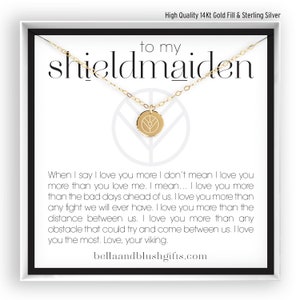 Shieldmaiden Necklace, Personalized Wife Gift, Gift for Girlfriend, Shield-maiden Gift, Birthday Gift, Anniversary Gift, Engraved Necklace