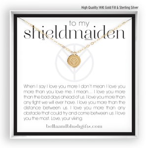 Shieldmaiden Necklace, Personalized Wife Gift, Gift for Girlfriend, Shield-maiden Gift, Birthday Gift, Anniversary Gift Engraved Necklace BW