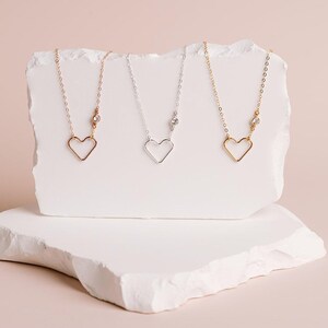 18th Birthday Gift for Girls, Open Heart Necklace, Gift for 18 Year Old Girl, Heart Bracelet, 18 Birthday Jewelry, Gold Fill Rose Silver BW image 11