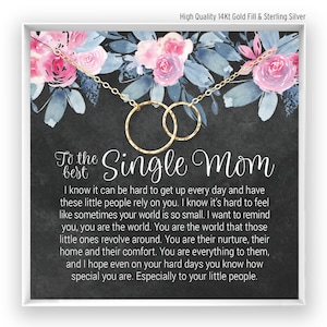 Single Mom Gift, Mothers Day Gift, Gift for Single Mother, Jewelry for Mom, 2 Interlocking Circles, 14kt Gold Filled, Rose, Silver BF
