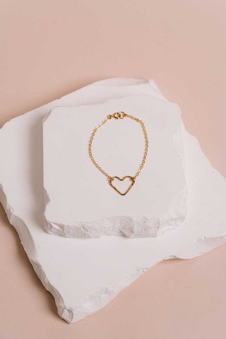 18th Birthday Gift for Girls, Open Heart Necklace, Gift for 18 Year Old Girl, Heart Bracelet, 18 Birthday Jewelry, Gold Fill Rose Silver BW image 9