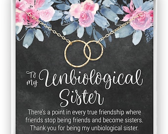 Unbiological Sister Gift, Best Friend Necklace, Big Little Sorority, Soul Sister, Bridesmaid Gift, 14kt Gold Filled, Rose, Silver BF