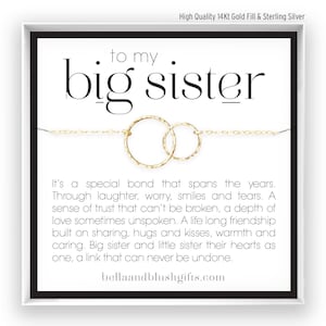 Big Sister Gift, Big Sister Necklace, Sister Gifts, Big Sister Birthday, Jewelry Gift, in 14kt Gold Filled, Rose, Silver BW