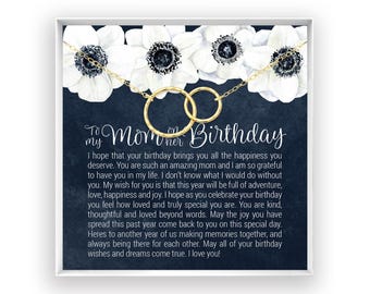 Mom Birthday Gift, Mom Birthday Jewelry, Mom Necklace or Bracelet, Happy Birthday Mom, Message Card Quote, 14kt Gold Filled, Rose, Silver NF