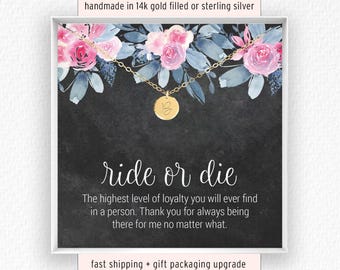 Ride or Die Gift, Matching Friendship Necklaces, Ride or Die Necklace, Bachelorette Party Necklace, Birthday 14kt Gold Fill, Rose, Silver BF