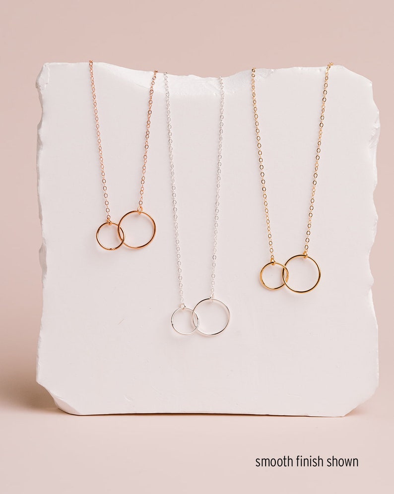 Entwined Circles Necklace, Dainty Linked Infinity Rings, Interlocking Eternity Circles, Sister Gift, in 14kt Gold Filled ,Rose Gold, Silver image 7