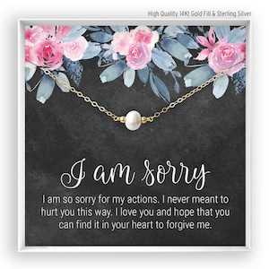 Cadeau d'excuses, cadeau collier je suis désolé, carte désolée, collier d'excuses pour elle, carte d'excuses, femme, petit ami, petite amie, soeur, ami, perle