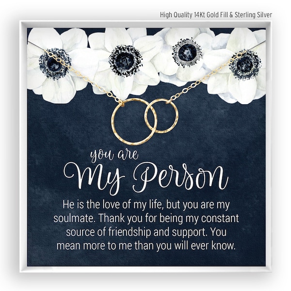 You Are My Person Necklace, Best Friend Gift, You're My Person Gift, Greys Anatomy Quote, Bestie Gift, BFF Gift, 14kt Gold Fill, Rose Silver