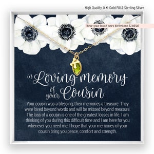 Loss of Cousin Gift, Grief Gift, Sympathy Gift, Cousin Remembrance Necklace, Memorial Gift, Sorry for Your Loss, Bereavement Keepsake BF