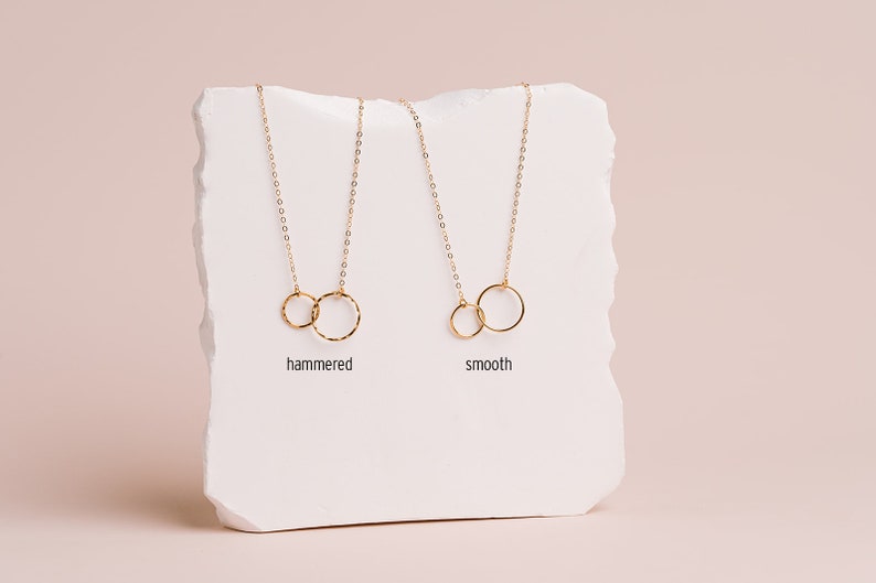 Graduation Gift For Her, Graduation Gift Necklace, Graduate Gift for Girls, 2 Interlocking Circles, in 14kt Gold Filled, Rose Gold, Silver image 8