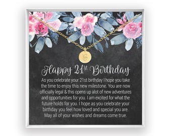 Personalized 21st Birthday Gift for Girls, 21 Birthday Necklace, Milestone Birthday Gift, Custom Jewelry Gift, 14kt Gold Fill Rose Silver BF