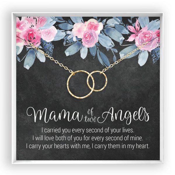 Twin Miscarriage Gift Necklace, Loss of Twins, Two Angel Babies, Miscarriage Keepsake, Twin Remembrance Gift, in 14K Gold Filled or Silver