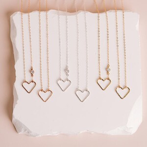 18th Birthday Gift for Girls, Open Heart Necklace, Gift for 18 Year Old Girl, Heart Bracelet, 18 Birthday Jewelry, Gold Fill Rose Silver BW image 5