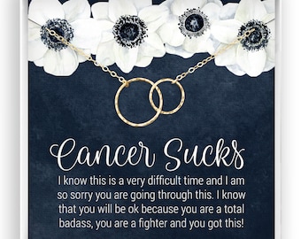 Cancer Sucks Gift Necklace, Friend with Cancer, Cancer Fighter, Radiation Gift, Chemo Care Package, Cancer Support, 14kt Gold Filled Silver