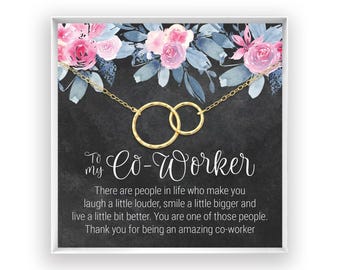 Coworker Gift, Women Co worker Gift, Coworker Necklace, Coworker Leaving, Co-Worker Goodbye, Colleague Gift, 14kt Gold Fill, Rose, Silver BF