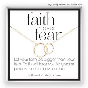 Faith Over Fear Necklace, Mantra Necklace, Christian Gift for Her, Inspirational Necklace, Christian Jewelry, Gold Filled, Silver, Gold BW